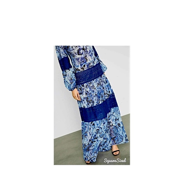BCBGMAXAZRIA Blue Ellie Silk Chiffon Paisley - Picture 6 of 7